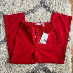 NWT Zara red wide leg jeans size 6